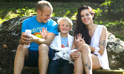 Teal Swan photo with her son Winter and former husband Mark Scott. 